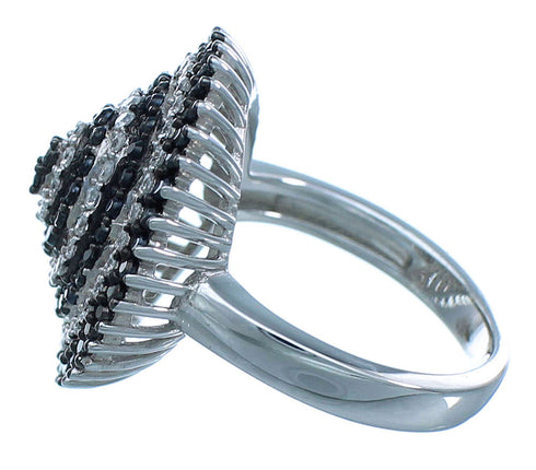 Sterling Silver White Black Cubic Zirconia Ring Size 6-3/4 AS54968